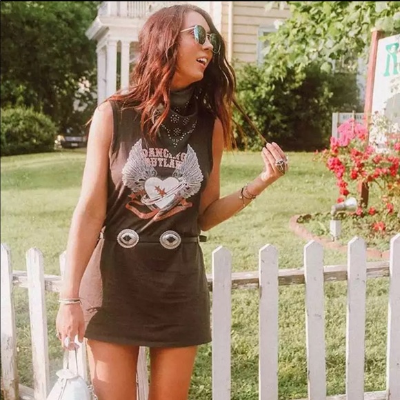 Dancing Outlaw Boho Gypsy Print Tank Tee Dress - Picture 2 of 7